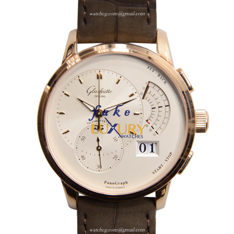 Glashutte PANO 1-61-03-25-15-05 Replica Watch Manual Wind 18kt Rose Gold Case Silver Dial Dark - Luxury Replica Watch