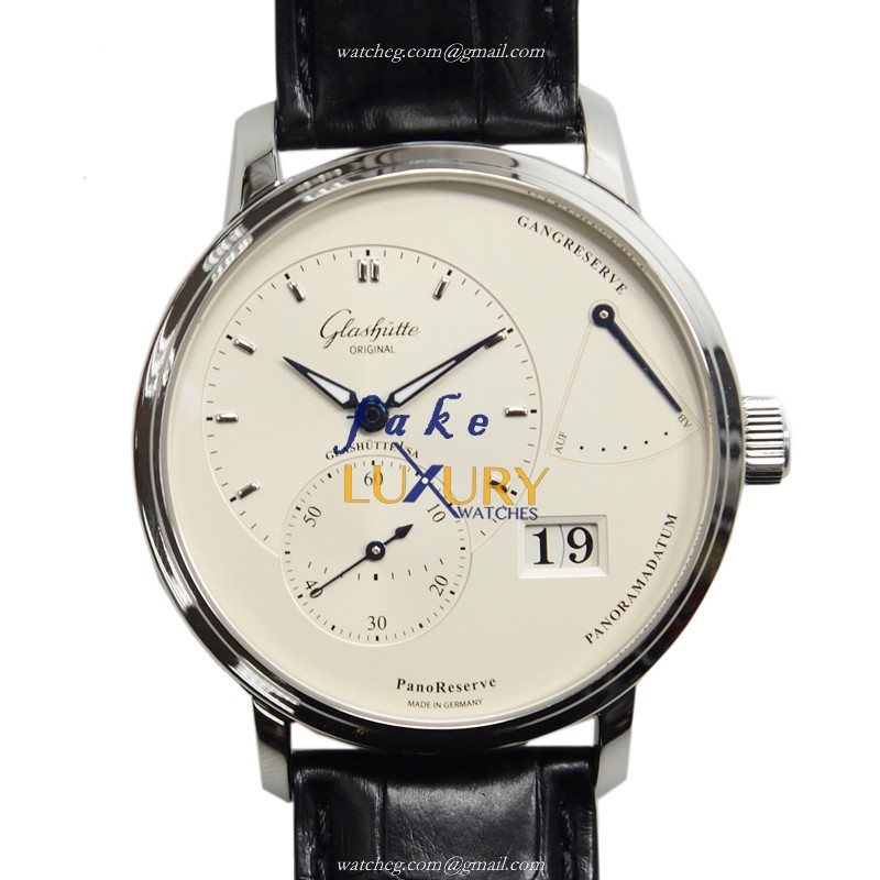 Glashutte 1-65-01-22-12-04 PANO Manual Wind Silver Dial | Stainless Steel | Alligator Strap - Luxury Replica Watch
