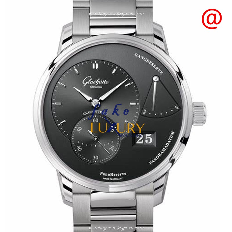 Glashutte 1-65-01-23-12-24 Pano Replica Watch, Manual Wind, Gray Dial, Steel Bracelet - Luxury Replica Watch