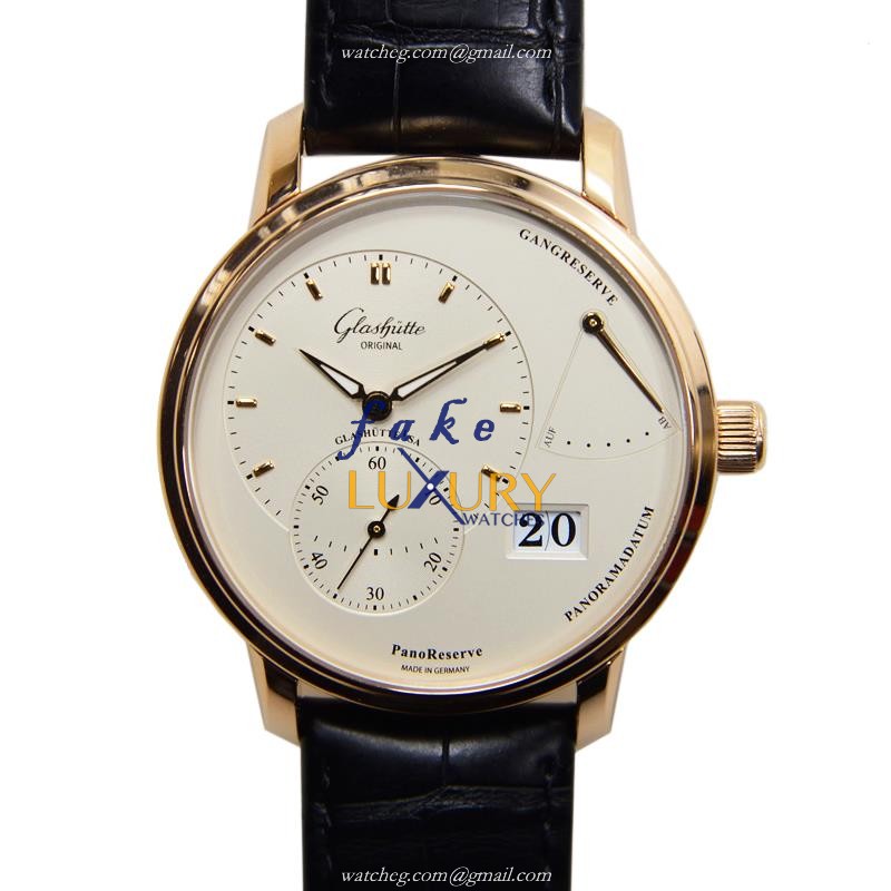 Glashutte 1-65-01-25-15-04 Replica Watch - Manual Wind - 18kt Rose Gold Case - Silver Dial - Black - Luxury Replica Watch