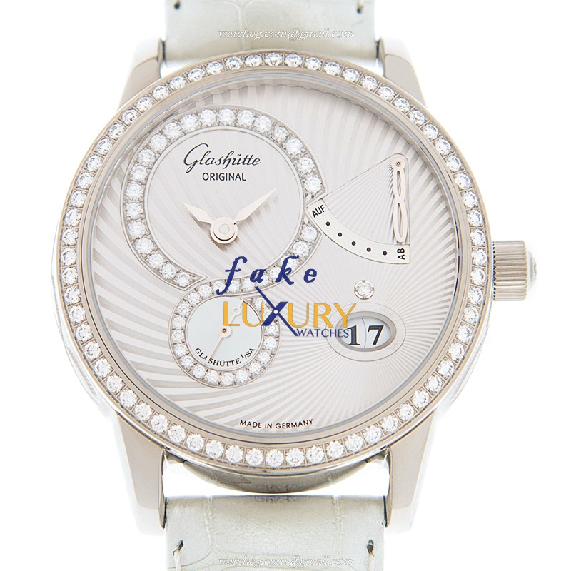 Glashutte 1-65-01-50-50-04 Ladies Manual Wind 18kt White Gold Diamond Silver Dial Replica Watch - Luxury Replica Watch