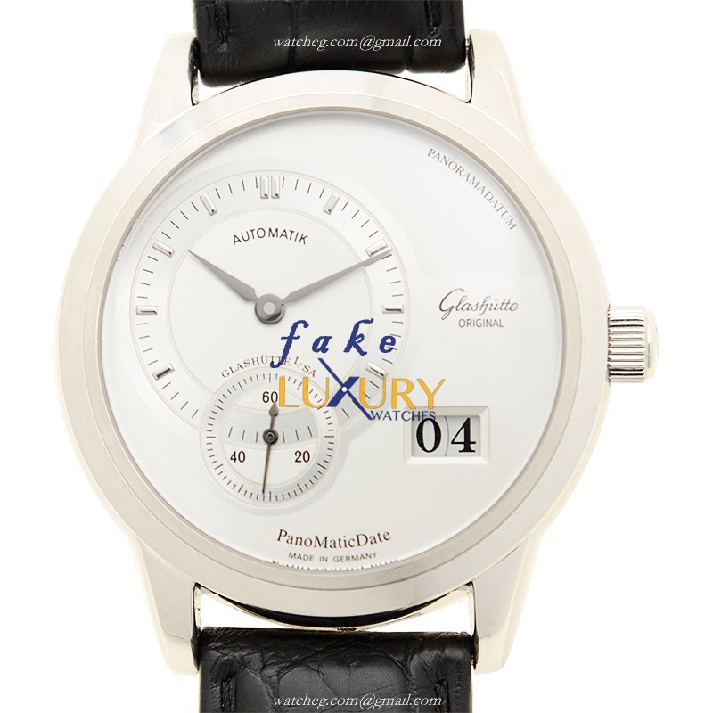 Glashutte 1-90-01-02-02-04 PANO Automatic Replica Watch, Silver Dial, Steel Case, Black Alligator - Luxury Replica Watch