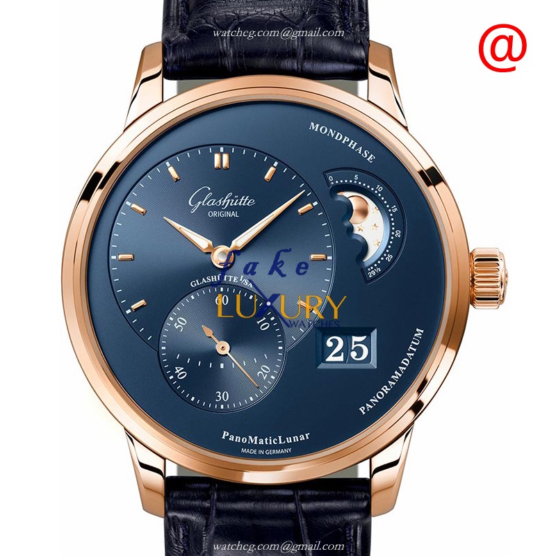 Glashutte 1-90-02-11-35-01 Pano Automatic 18kt Rose Gold Blue Dial Replica Watch - Luxury Replica Watch