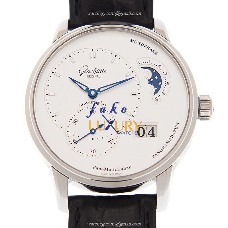 Glashutte 1-90-02-42-32-50 Prima Luna Automatic White Dial Leather Strap Replica Watch - Luxury Replica Watch