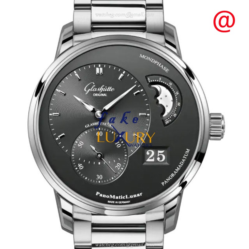 Glashutte 1-90-02-43-32-71 - Replica Watch - Automatic - Steel Case - Dark Grey Dial - Silver Strap - Luxury Replica Watch