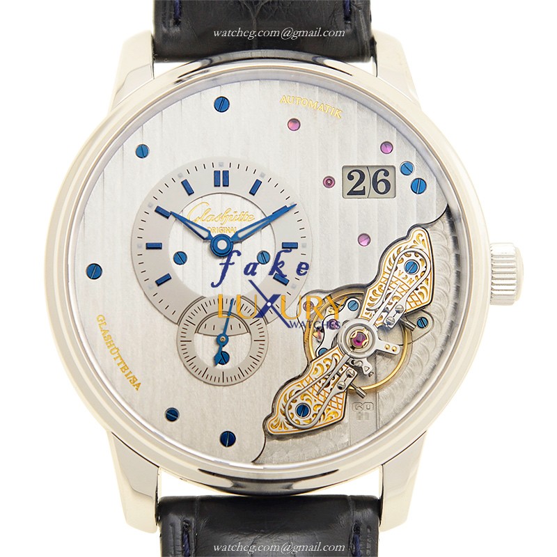 1-91-02-02-02-30 - Glashutte PANO Automatic Replica Watch - Black Dial Brown Alligator Strap - Luxury Replica Watch