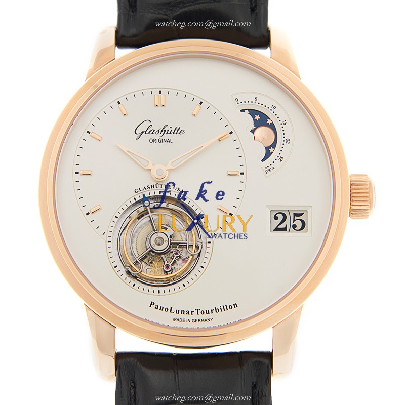 Glashutte 1-93-02-05-05-04 Replica Watch Automatic 18kt Rose Gold White Dial Alligator Strap - Luxury Replica Watch