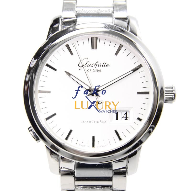 Glashutte 100-03-13-02-14 Senator Panorama Date Replica Watch, Automatic, Silver Dial, Steel - Luxury Replica Watch