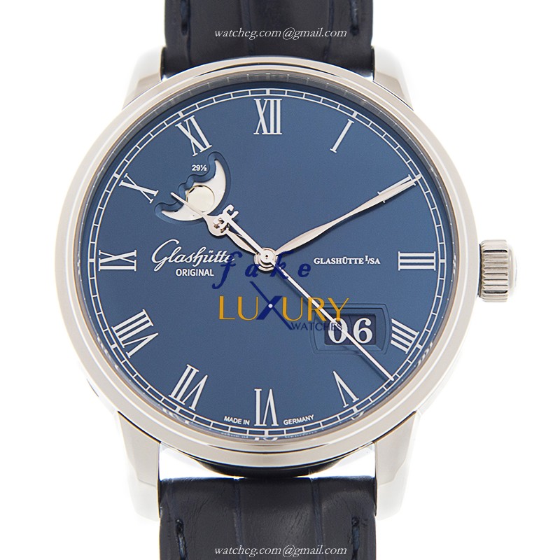 Glashutte Senator Manual Winding Skeletonized 100-04-05-12-30 | Blue Dial | Automatic | Steel - Luxury Replica Watch