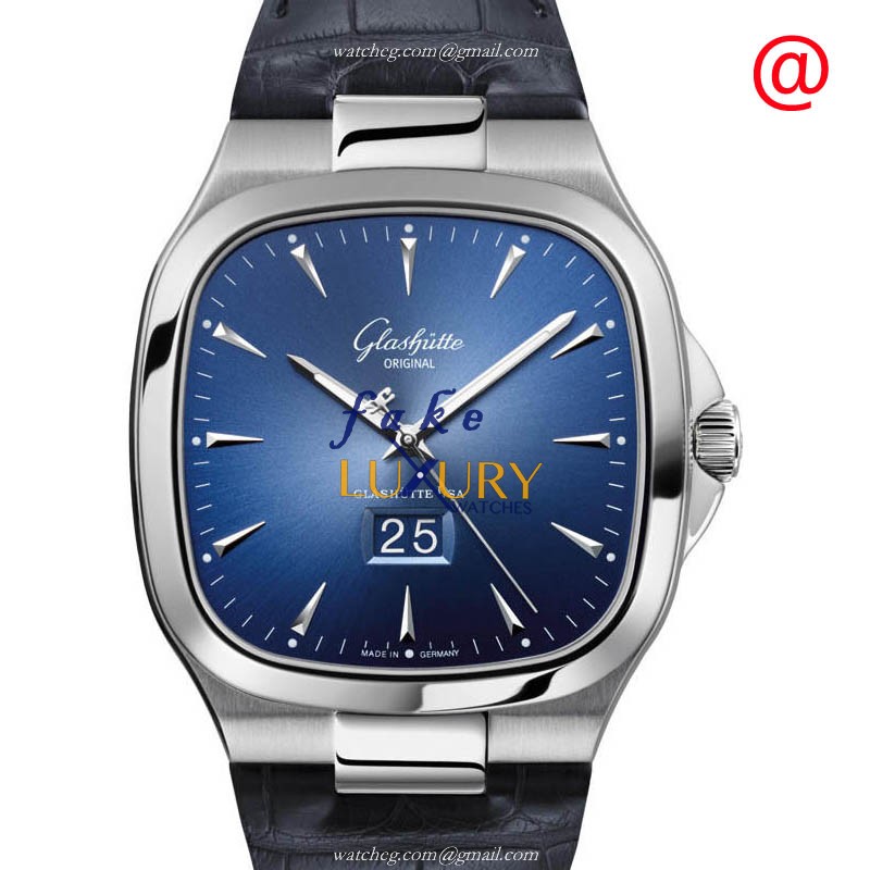 Glashutte 2-39-47-13-12-04 Retro Collection Replica Watch, Blue Dial, Blue Alligator Strap - Luxury Replica Watch