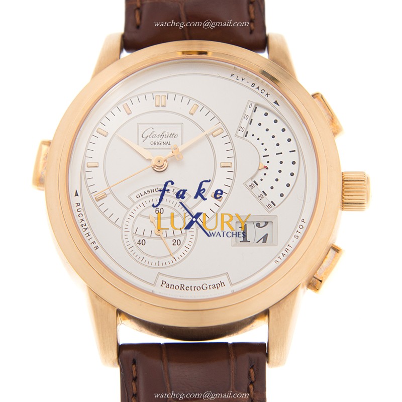 60-01-03-03-06 - Glashutte PANO Manual Wind 18kt Rose Gold Replica Watch White Dial - Luxury Replica Watch