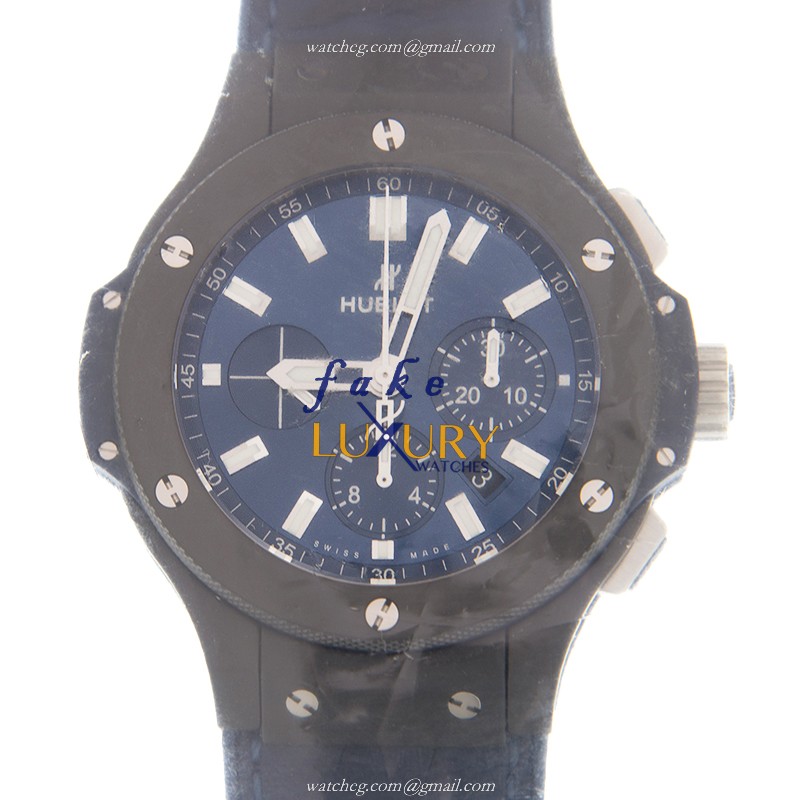 Hublot 301.CI.7170.LR Big Bang Auto Ceramic Replica Watch, Swiss Movement, Blue Dial, Leather Strap - Luxury Replica Watch