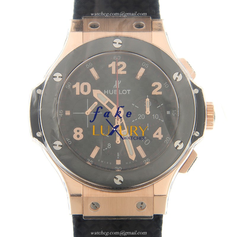 301.PB.131.RX - Hublot BIG BANG Automatic 18kt Rose Gold Replica Watch - Ceramic Bezel - Black Dial - Luxury Replica Watch