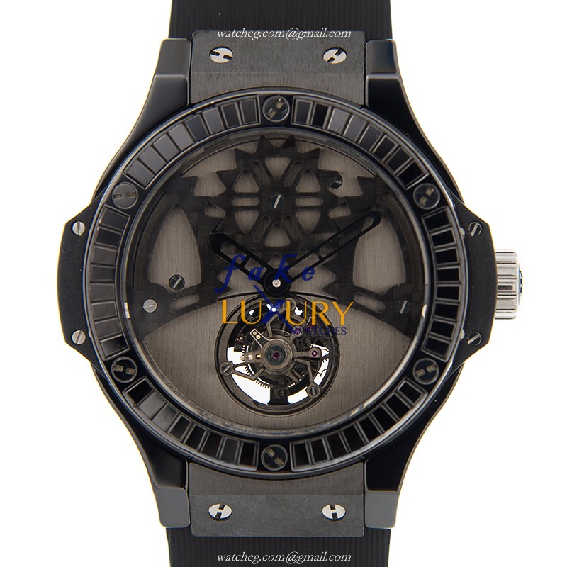 305.CD.0002.RX.1900 - Hublot Big Bang Manual Wind Ceramic Replica Watch - Gray Dial - Black Rubber - Luxury Replica Watch