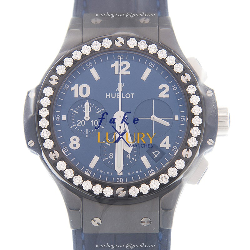 Hublot 341.CM.7170.LR.1204 - Big Bang Automatic Ceramic & Diamonds - Blue Alligator Strap - Replica - Luxury Replica Watch