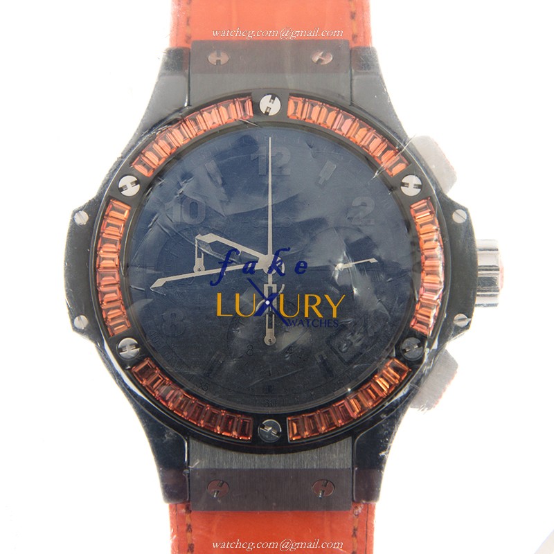 Hublot 341.CO.1110.LR.1906 Automatic Ceramic BIG BANG Replica Watch, Black Dial, Orange Alligator - Luxury Replica Watch