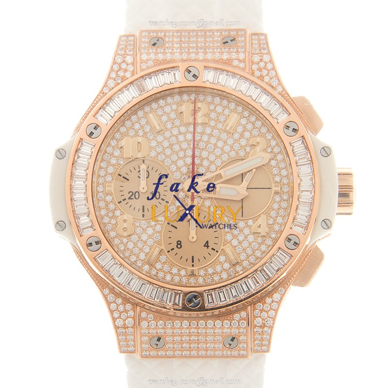 Hublot 341.PE.9010.RW.0904 Big Bang Rose Gold Diamond Auto Movt Silver Dial Watch Clone - Luxury Replica Watch
