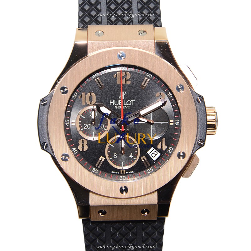 Hublot 341.PX.130.RX Automatic Rose Gold Replica Watch - 41mm Black Dial Rubber Strap - Luxury Replica Watch