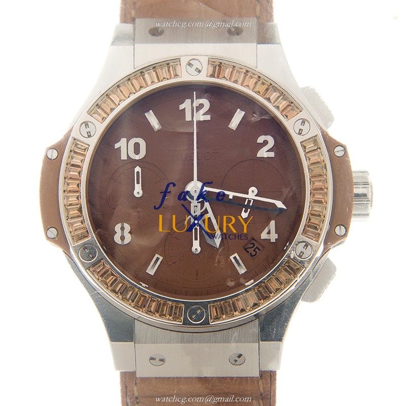 Hublot 342.SA.5390.LR.1918 Automatic Stainless Steel Big Bang Replica Watch, Brown Dial, Alligator - Luxury Replica Watch