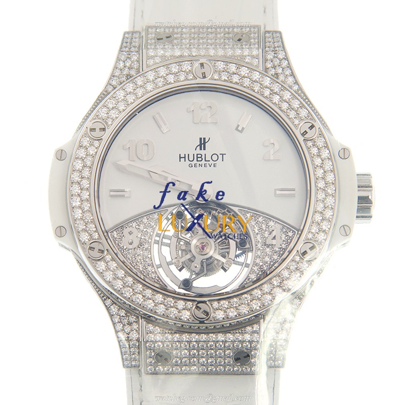 Hublot 345.SE.2010.LR.1704 Luxury Big Bang Manual Wind Stainless Steel Diamond Dial Alligator Strap - Luxury Replica Watch