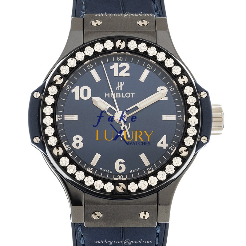 Hublot 361.CM.7170.LR.1204 - Quartz Ceramic & Diamond Replica Watch - 38mm - Blue Dial & Blue - Luxury Replica Watch