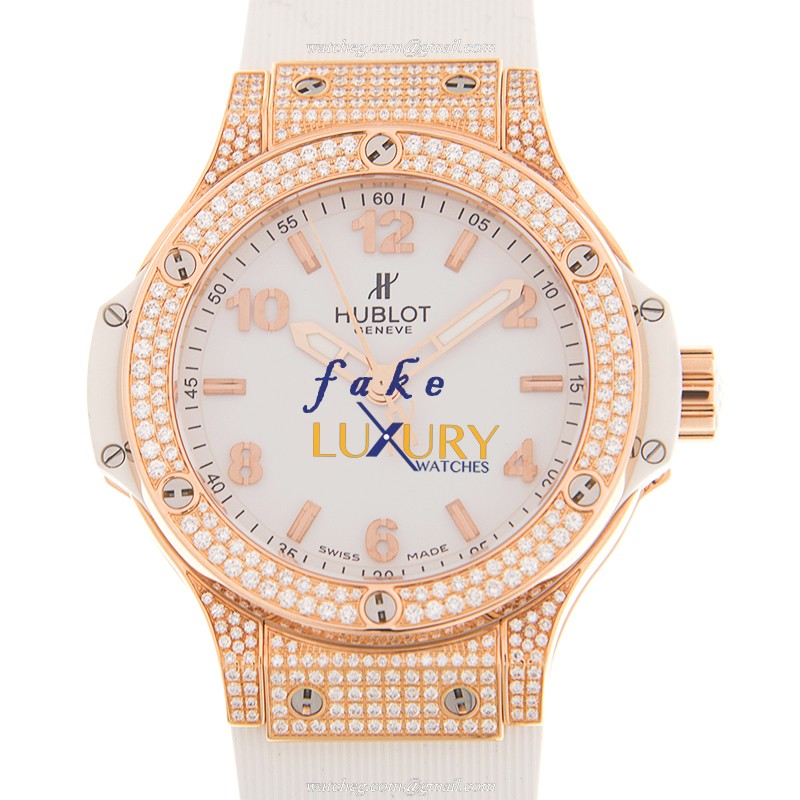 Hublot 361.PE.2010.RW.1704 - Quartz - 18kt Rose Gold & Diamonds - Replica Watch - 38mm Case - Luxury Replica Watch