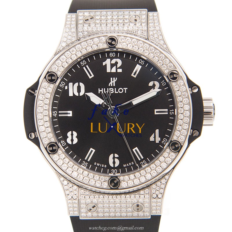 Hublot 361.SX.1270.RX.1704 Quartz Stainless Steel & Diamonds BIG BANG Replica Watch - 38mm - Black - Luxury Replica Watch
