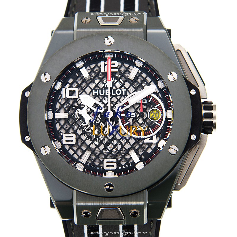 Hublot 401.FX.1123.VR BIG BANG Auto Ceramic Replica Watch - Silver Dial, Black Rubber Strap - Luxury Replica Watch