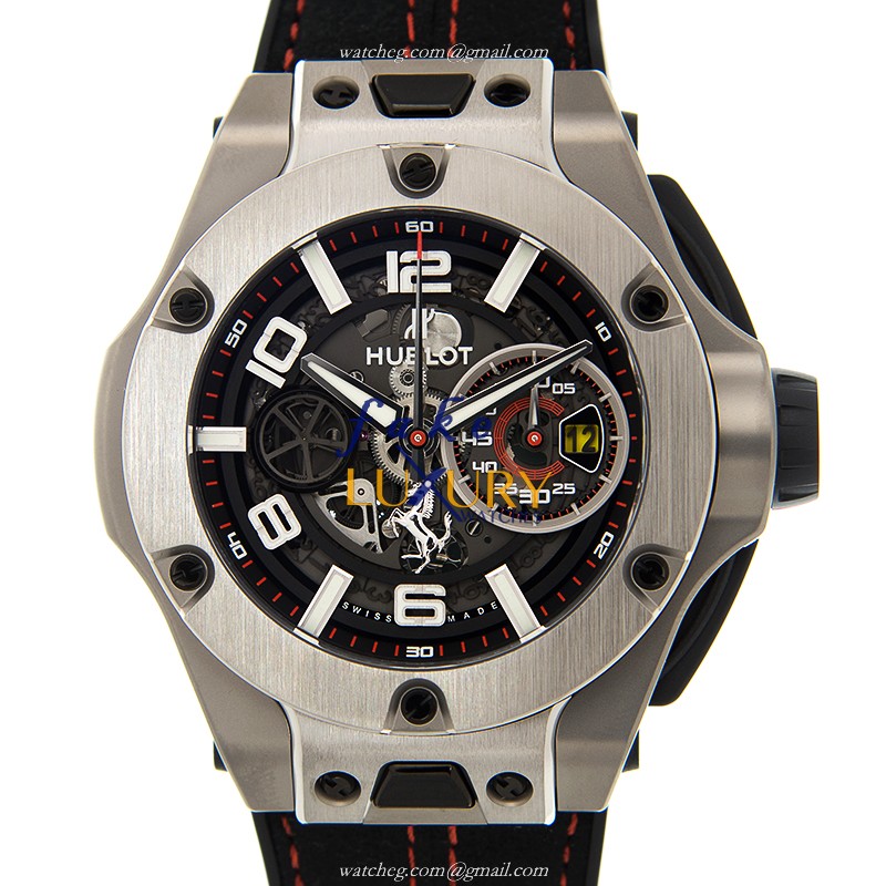 Hublot 402.NX.0123.WR BIG BANG Auto Titanium Replica Watch - Swiss Movement, Black Dial, Rubber - Luxury Replica Watch