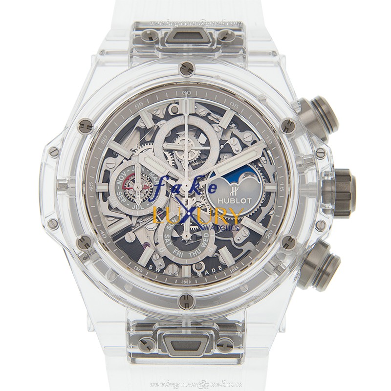 Hublot 406.JX.0120.RT Replica Watch Sapphire Case Automatic Movement Transparent Skull Dial - Luxury Replica Watch