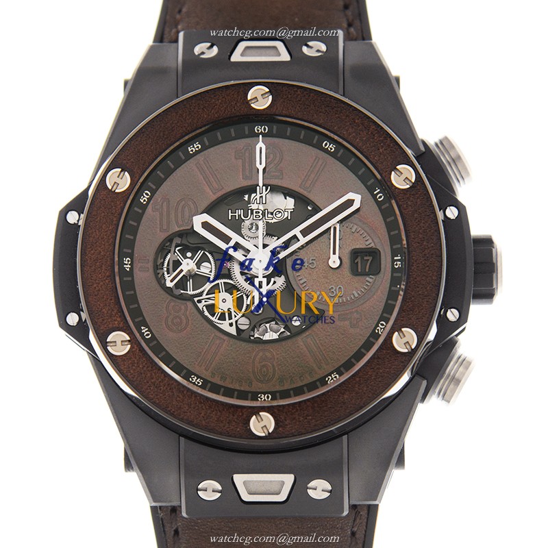 Hublot 411.CI.0500.VR.BER20 Automatic Ceramic BIG BANG Replica Watch, Brown Dial, Leather Strap - Luxury Replica Watch