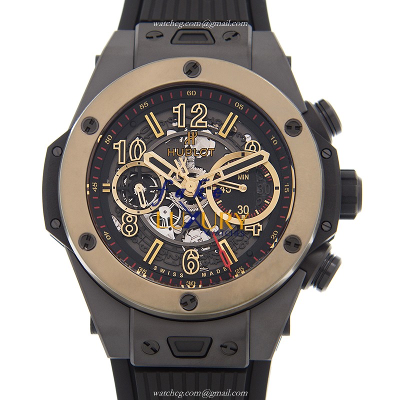 Hublot 411.CM.1138.RX Big Bang Automatic PVD Titanium Replica Watch, Black Dial, Rubber Strap - Luxury Replica Watch