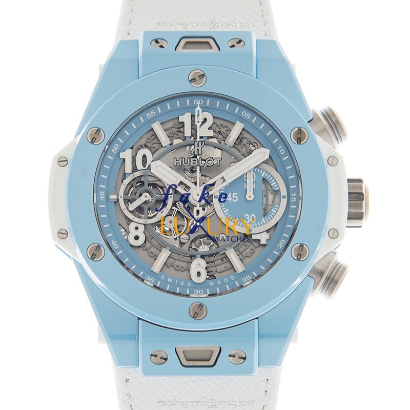 - HUB411EX5120NR - Hublot BIG BANG Automatic Ceramic Replica Watch - White Leather Strap - Luxury Replica Watch