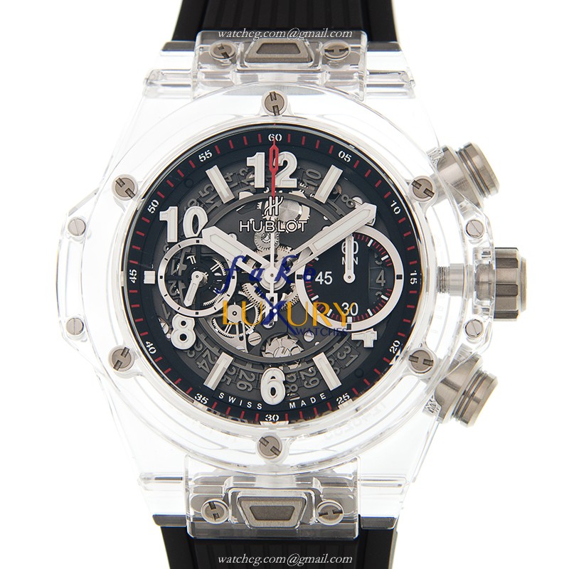 Hublot 411.JX.1170.RX Replica Watch - Automatic Sapphire Crystal BIG BANG 45mm Black Dial Rubber - Luxury Replica Watch