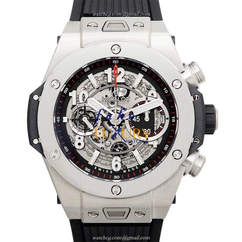 Hublot 411.NX.1170.RX BIG BANG Auto Titanium Replica Watch, Swiss Movement, Silver Dial, Black - Luxury Replica Watch
