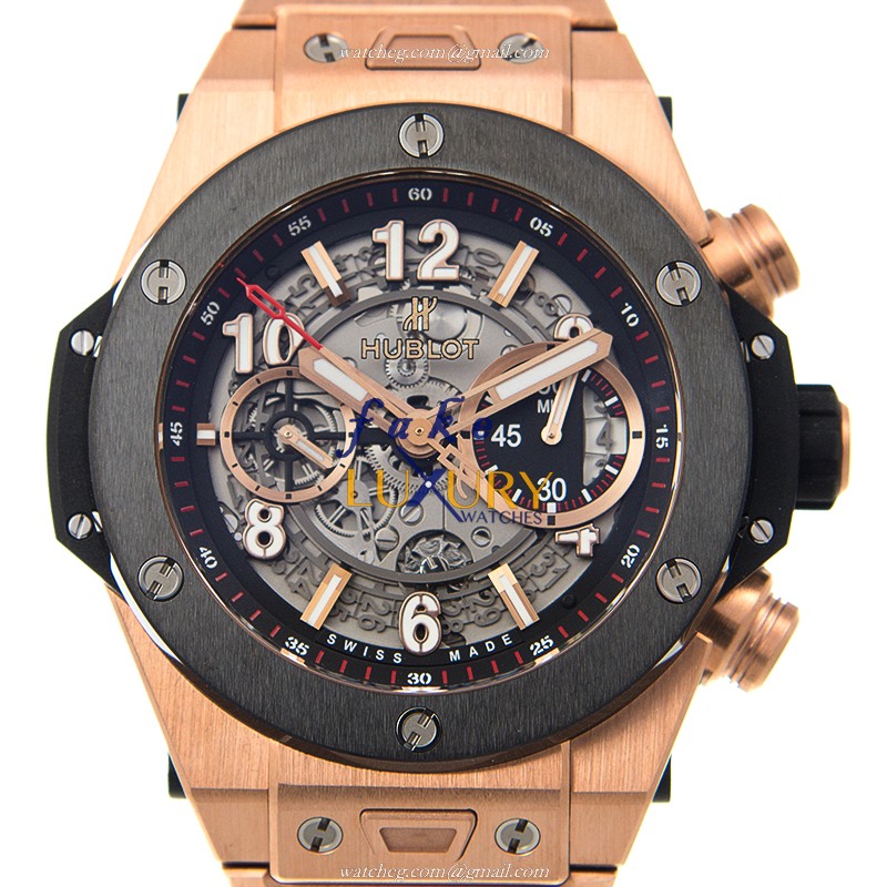 Hublot 411.OM.1180.OM | Automatic | Titanium Case | Dark Grey Dial | Gold 18kt Rose Gold Strap - Luxury Replica Watch