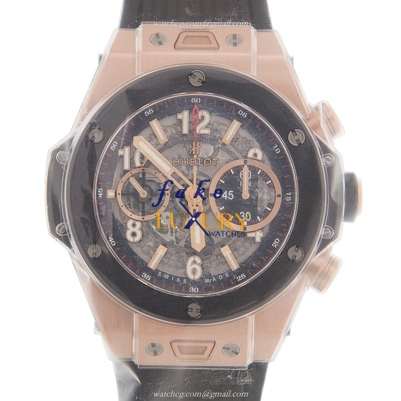 Hublot 411.OM.1180.RX Big Bang Auto 18kt Rose Gold Replica Watch - Swiss Clone 45mm Black Dial - Luxury Replica Watch