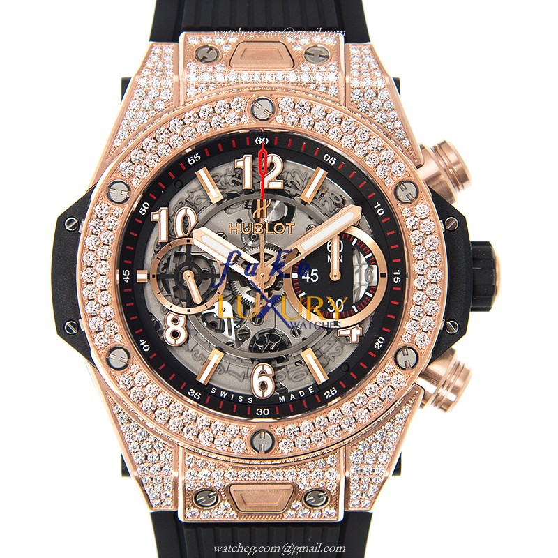 Hublot 411.OX.1180.RX.1704 BIG BANG Auto 18kt Rose Gold Diamond Bezel Replica Watch - Luxury Replica Watch