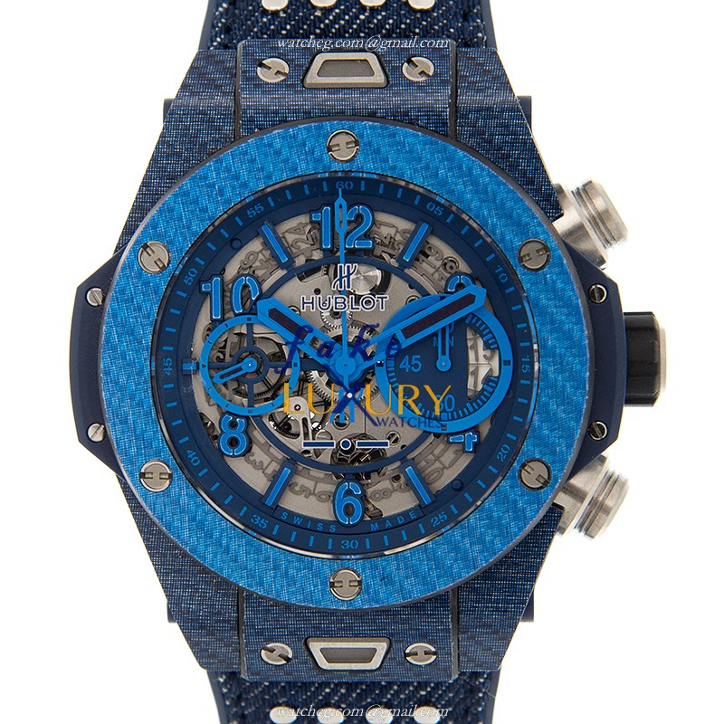 Hublot 411.YL.5190.NR.ITI15 Automatic Carbon Fiber Replica Watch, Blue Dial, Folding Clasp - Luxury Replica Watch