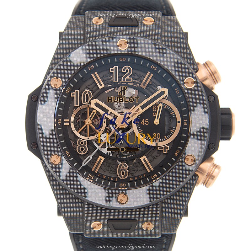 Hublot 411.YT.1198.NR.ITI16 Carbon Fiber Automatic Replica Watch - Black Dial & Nylon Strap - Luxury Replica Watch