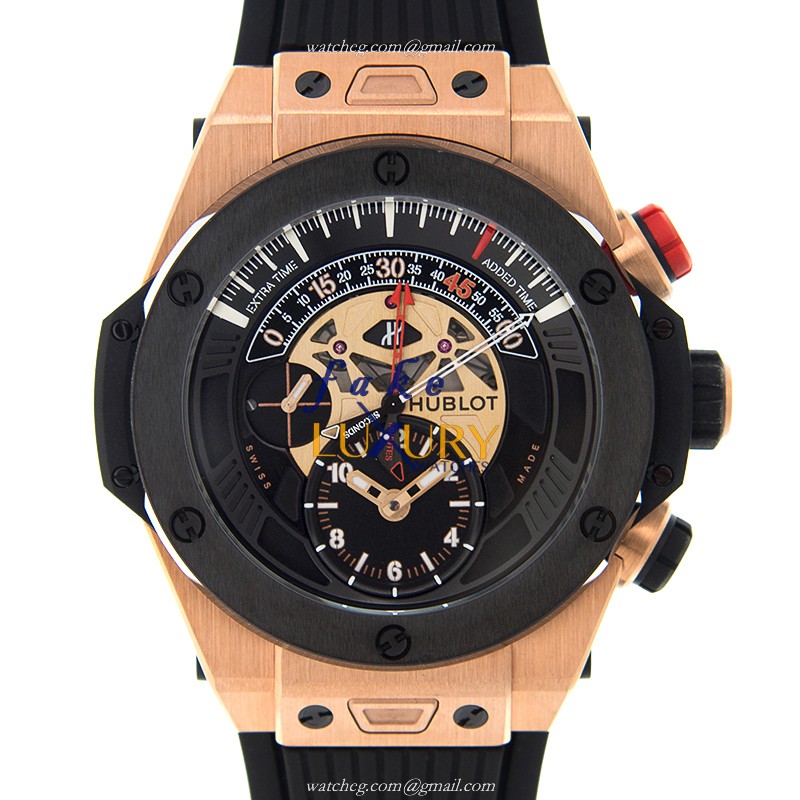 Hublot 413.OM.1128.RX Big Bang Automatic 18kt Rose Gold Replica Watch, Black Dial, Rubber Strap - Luxury Replica Watch