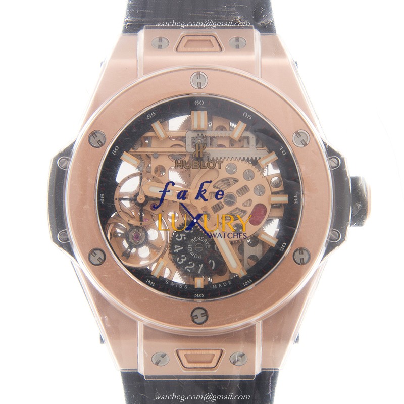 Hublot 414.OI.1123.RX Manual Wind 18kt Rose Gold Replica Watch, Swiss Movement, Black Dial, Rubber - Luxury Replica Watch