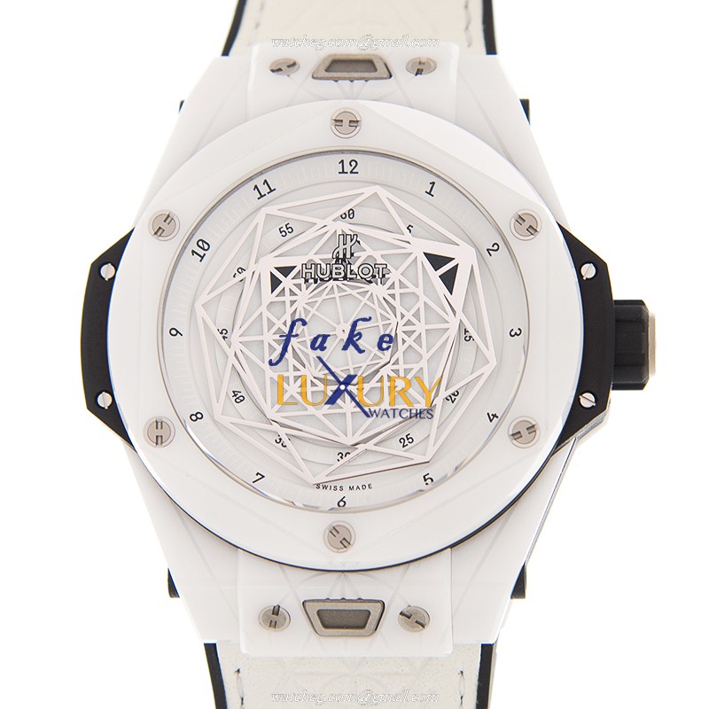Hublot 415.HX.2027.VR.MXM19 LTD 200 Automatic Ceramics Replica Watch - White Dial & Leather Strap - Luxury Replica Watch