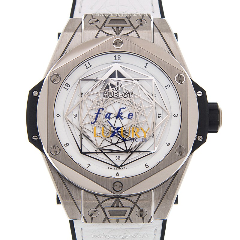 Hublot 415.NX.2027.VR.MXM18 Automatic Titanium Replica Watch, White Dial, Leather Strap - Luxury Replica Watch