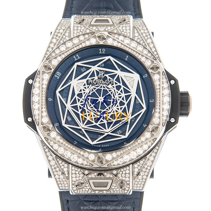Hublot 415.NX.7179.VR.1704.MXM18 Replica Big Bang Watch - Automatic Movement, Titanium Case, Blue - Luxury Replica Watch