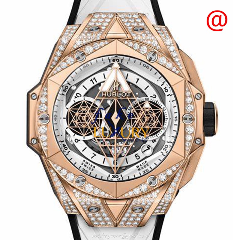 Hublot 418.OX.2001.RX.1604.MXM20 AUTO 18kt Rose Gold Diamonds Replica Watch, Auto Movement, Silver - Luxury Replica Watch