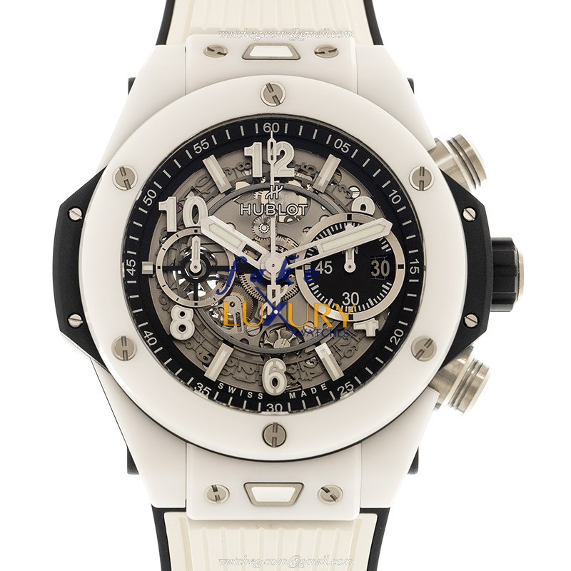 Hublot 421.HX.1170.RX Automatic Ceramic Replica Watch - Swiss Movement, 44mm Case, White Rubber - Luxury Replica Watch