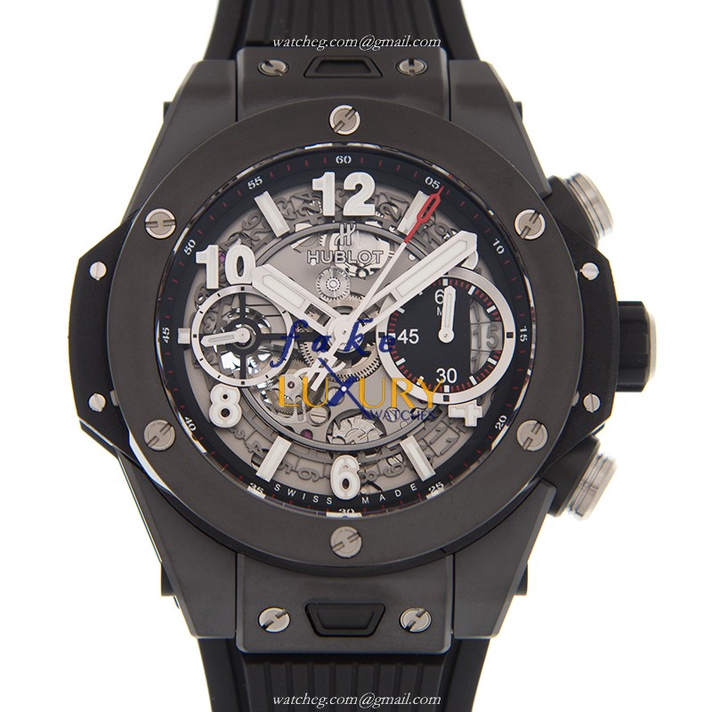 Hublot 441.CI.1170.RX BIG BANG Auto Ceramic Replica Watch - Swiss Movement, Silver Dial, Black - Luxury Replica Watch