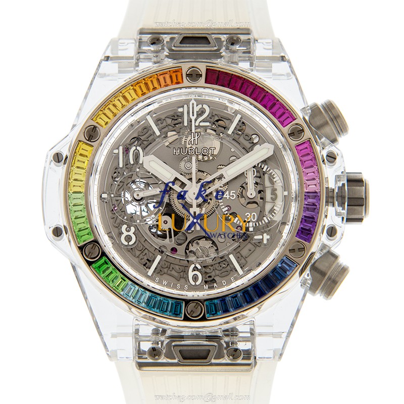 Hublot 441.JX.4802.RT.4099 Automatic 18kt White Gold Sapphire Replica Watch, Swiss Movement - Luxury Replica Watch