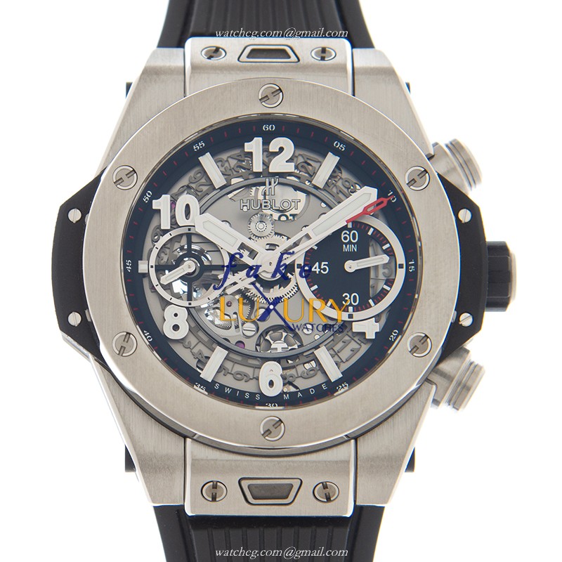 Hublot 441.NX.1170.RX Automatic Titanium Case Replica Watch, Silver Dial, Rubber Strap - Luxury Replica Watch